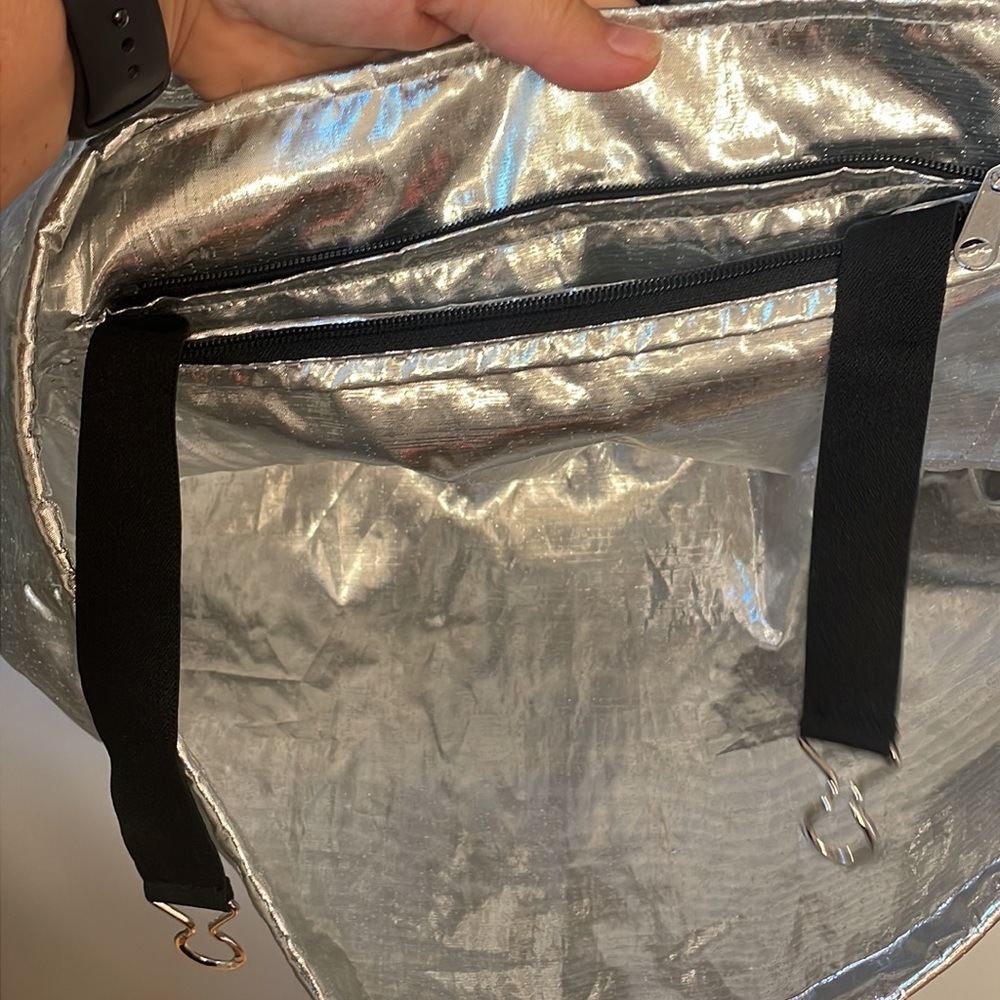 Packable Metallic Silver And Black Pullover Jacket - image 8